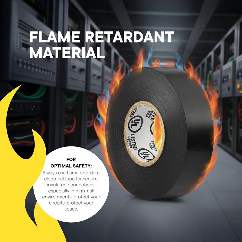 TAPEWELL Black Electrical Tape - Professional Grade - 3/4 inch x 66ft - PVC Vinyl Electrical Insulating Tape for All Weather - U/L Approved - Waterproof - Pack of 3 - Image 5